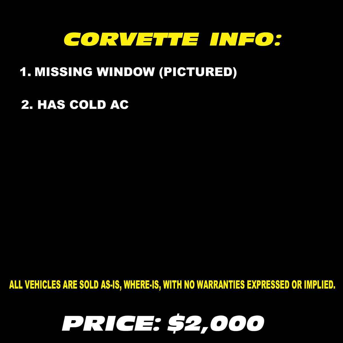 CORVETTE 1 | DEPOSIT ONLY