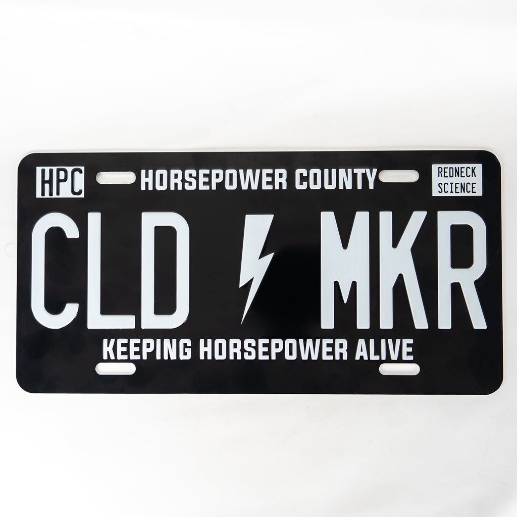 Cloud Maker License Plate - Black & White