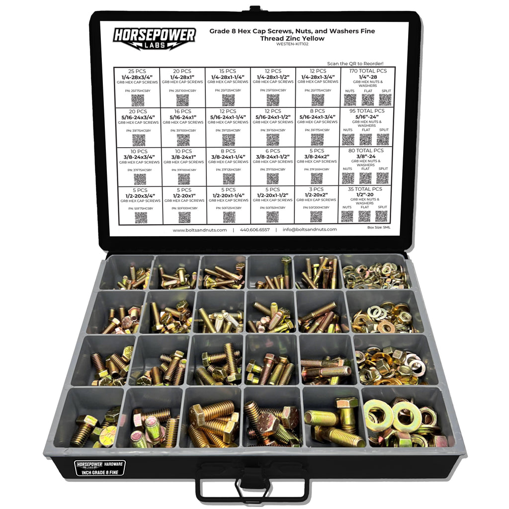 Inch Grade 8 Fine Thread Hex Bolt & Nut Kit