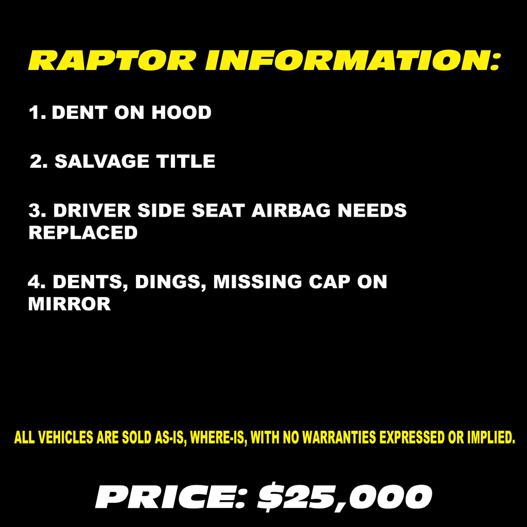 2017 FORD RAPTOR F-150 | DEPOSIT ONLY