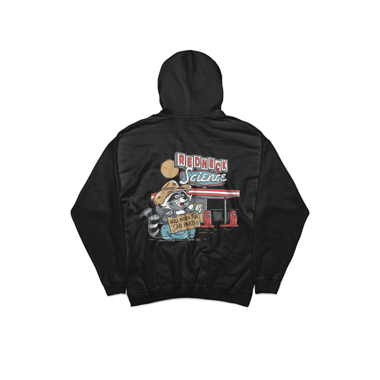Will Work For Car Parts Racoon Hoodie