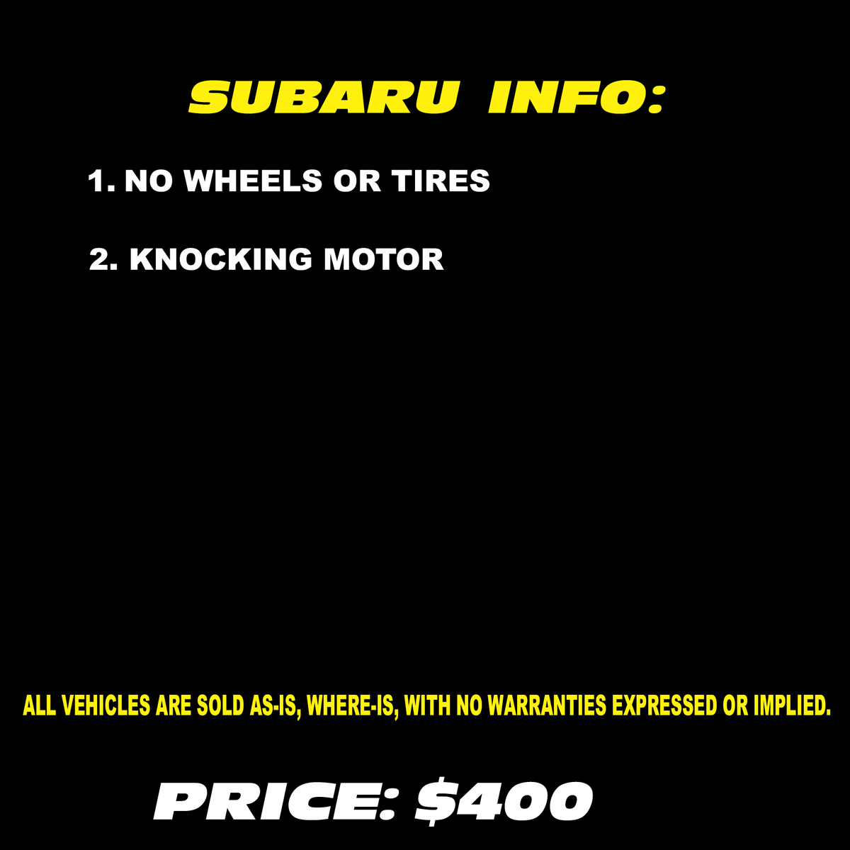 SUBARU | DEPOSIT ONLY