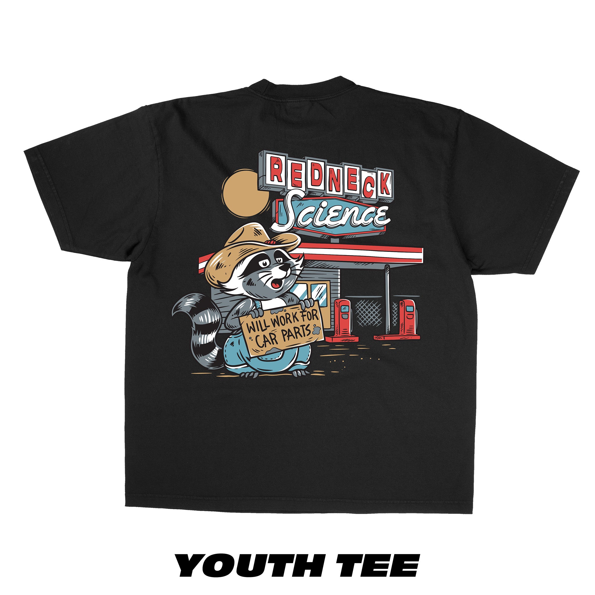 Will Work For Car Parts Racoon | Youth Tee