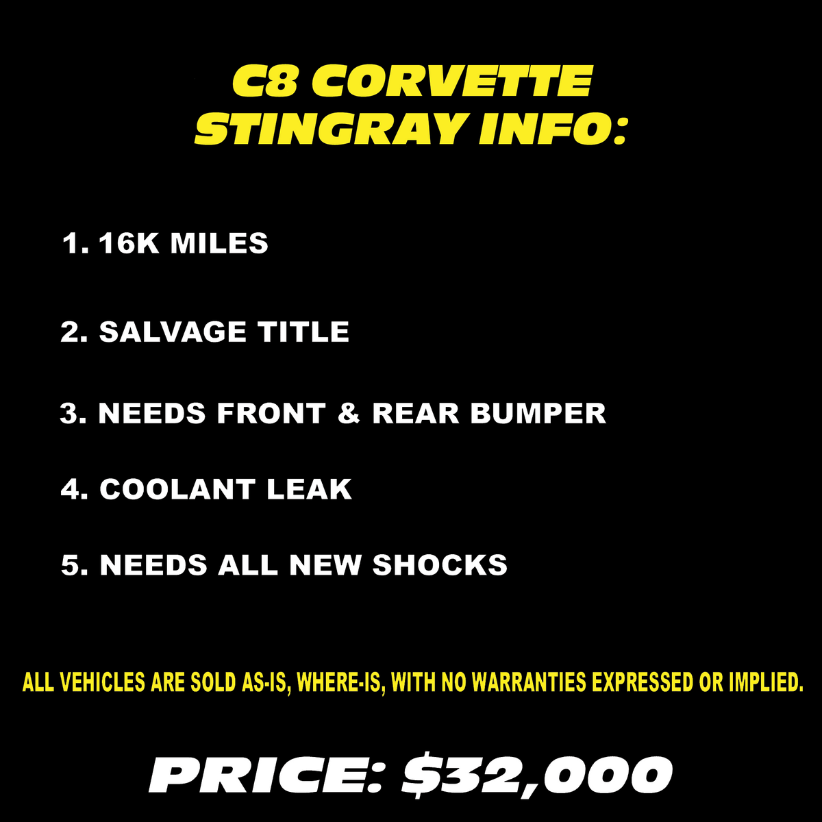 2022 C8 CORVETTE STINGRAY | DEPOSIT ONLY